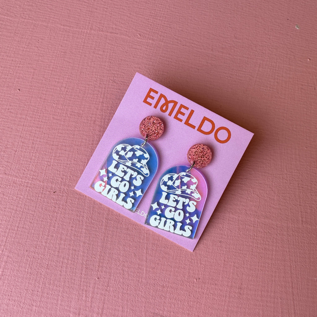 Lets Go Girls! Earrings // holographic and glitter