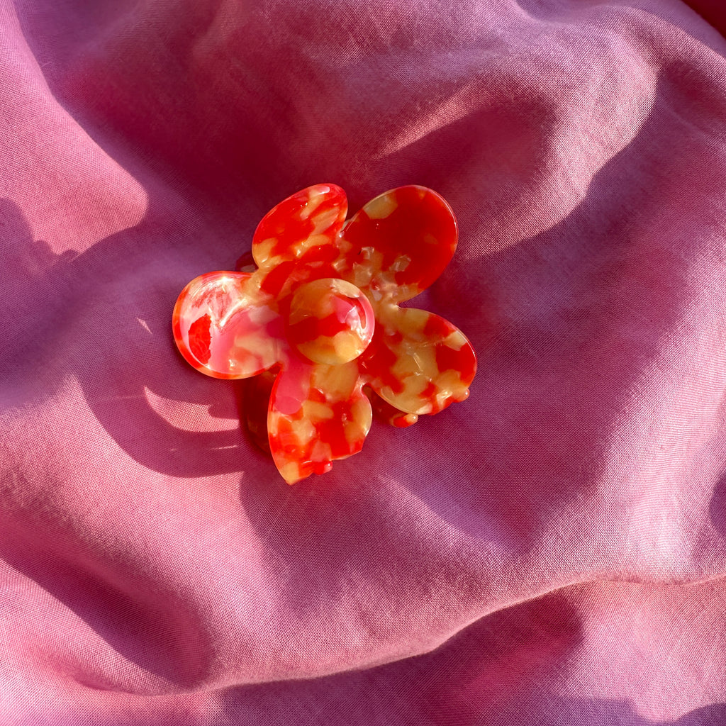 Big Flower Clip // Torti Orange Speckles