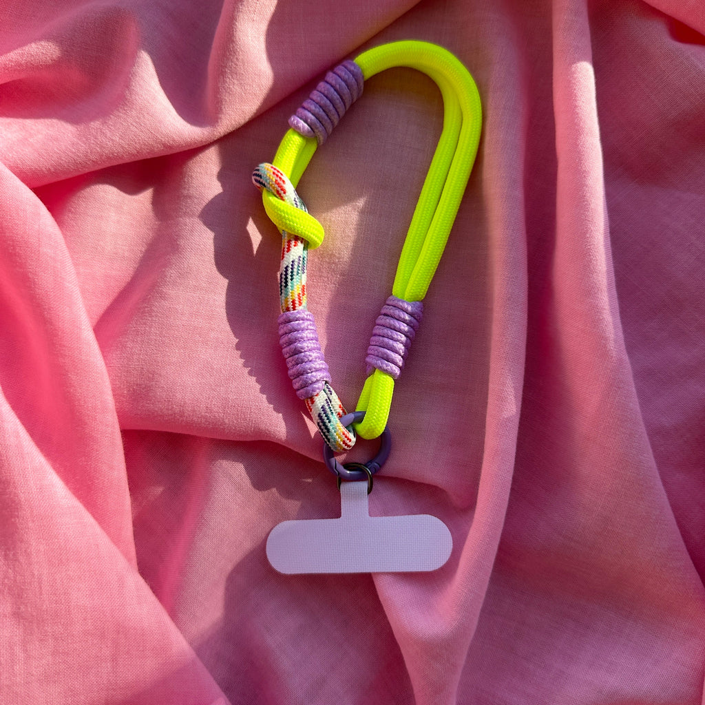 Wrist Phone Strap // yellow and pink