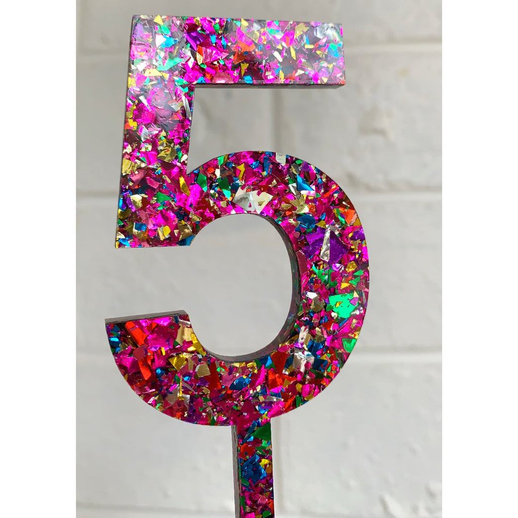 Multi Confetti Cake Topper Numbers- only 1 + 2 left