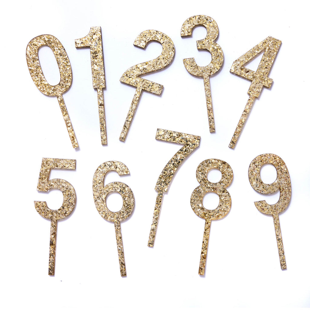 Bright Gold Glitter Number Cake Topper / limited numbers left