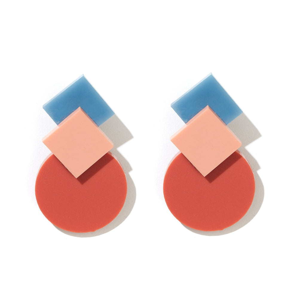 April Earrings // Rust, Pink and Blue