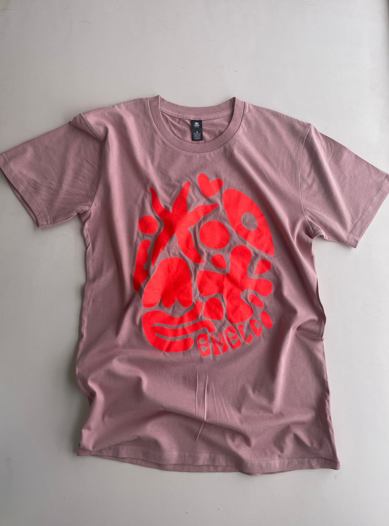 Emeldo T-Shirt // Musk with Neon Melon // pattern - size small only