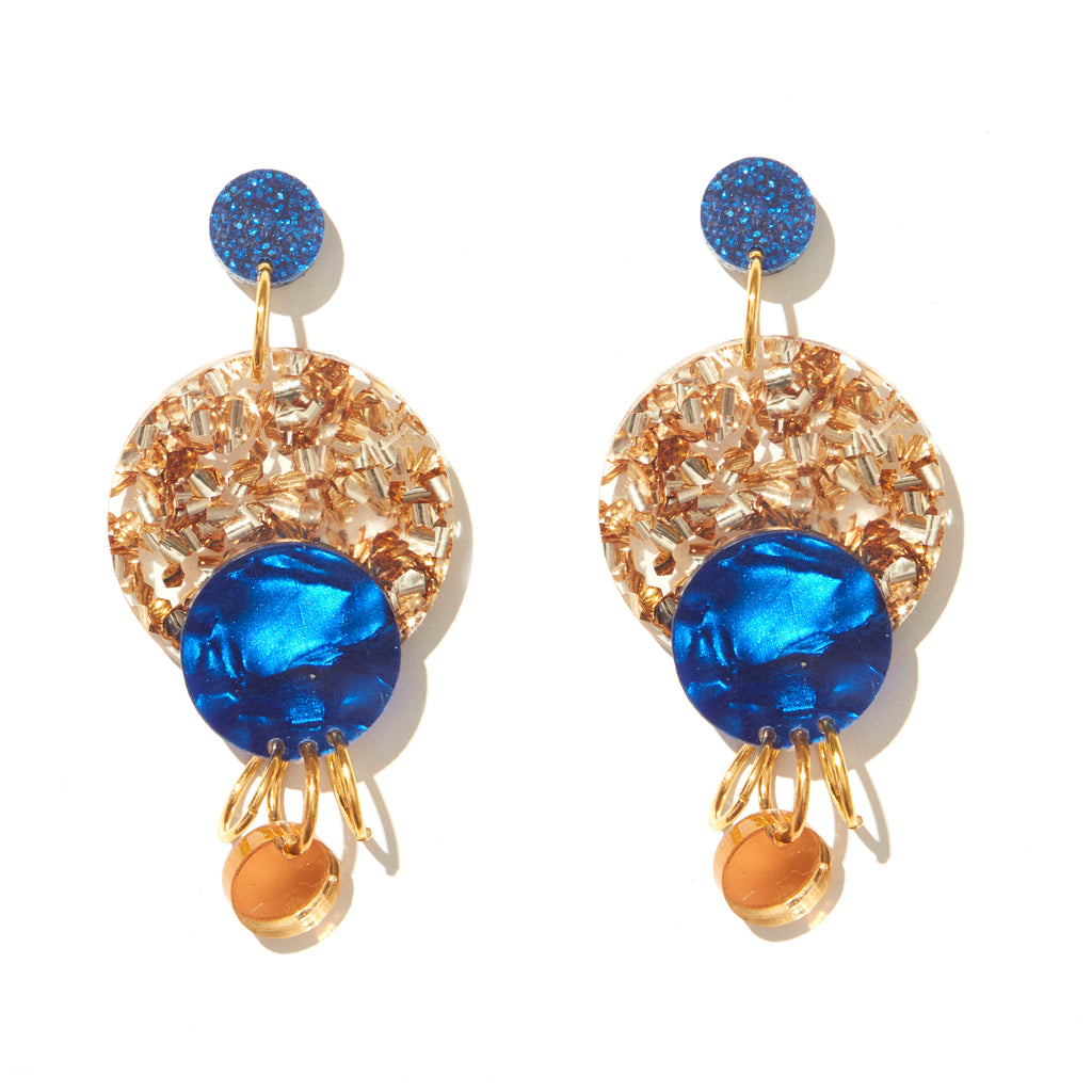 Miller Earrings // Gold + Blue