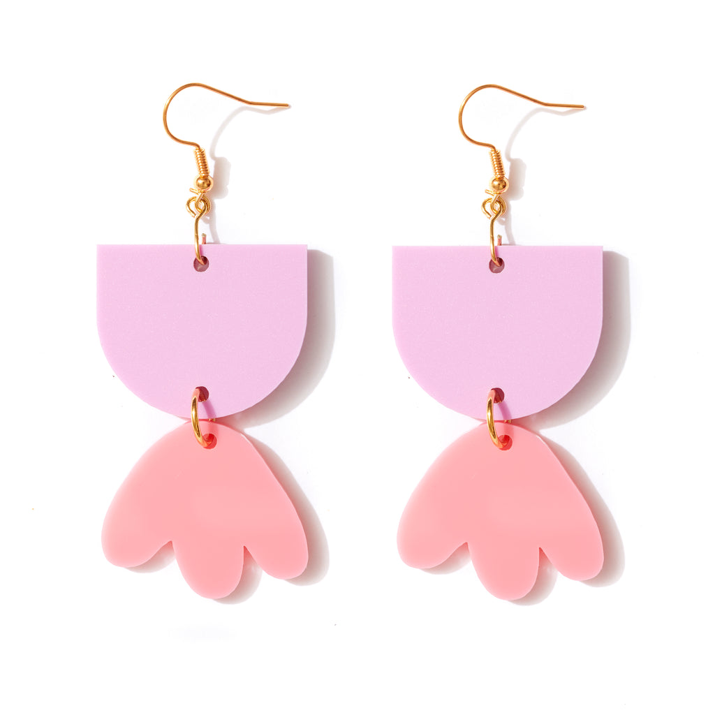 Bambi Earrings // mauve and bright pink