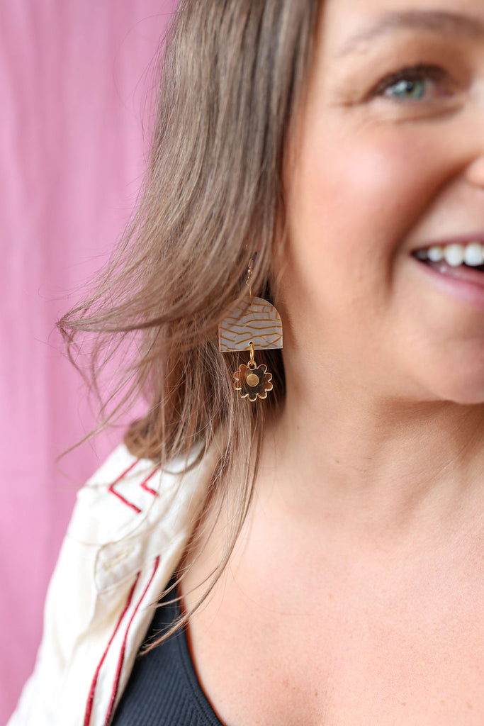 Andie Earrings // gold and cream