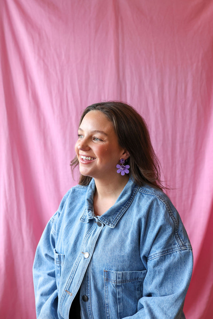 Posey Earrings // Mauve and Purple Glitter