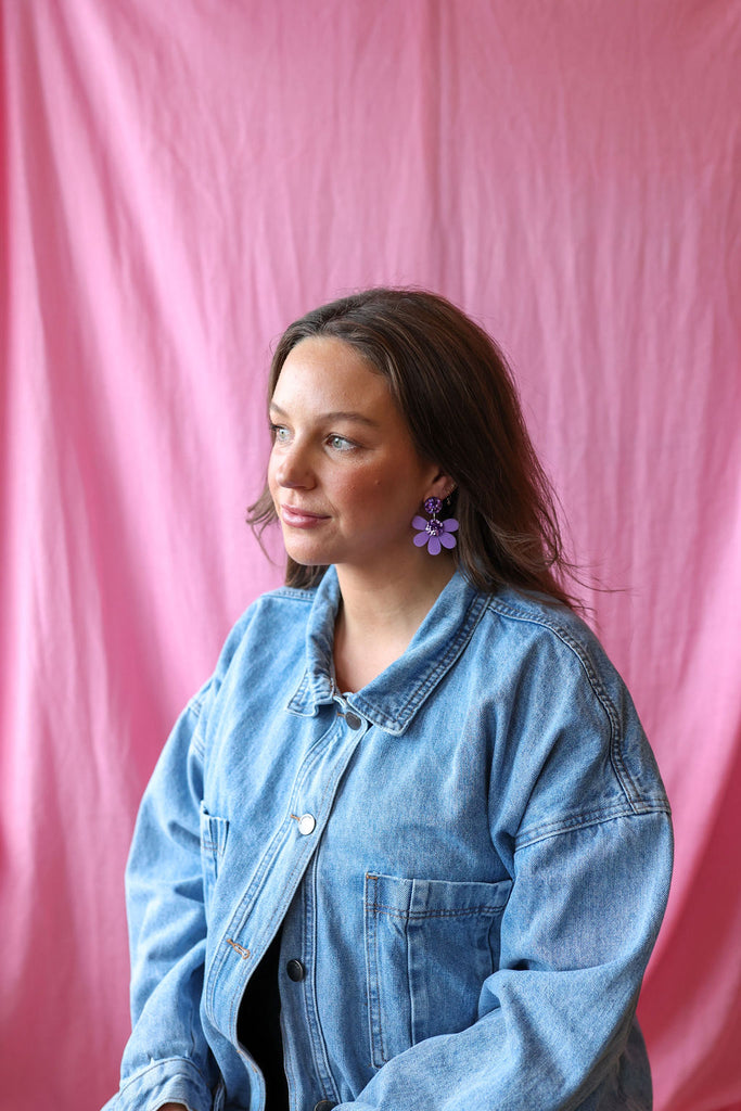 Posey Earrings // Mauve and Purple Glitter