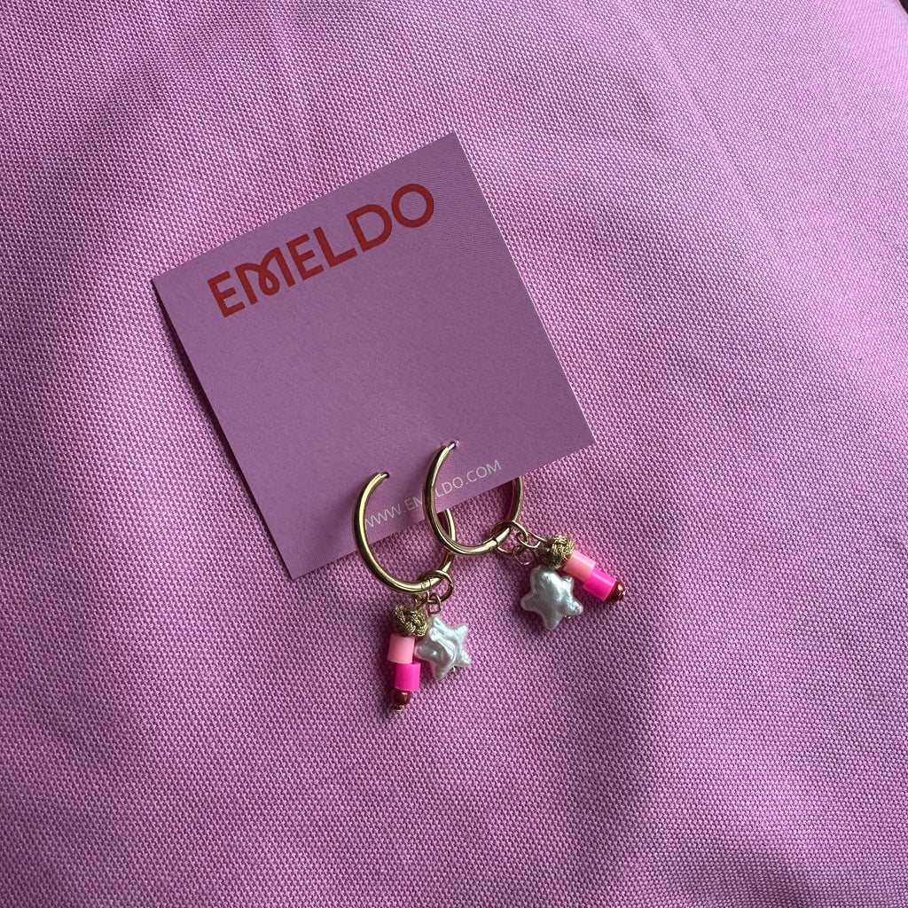 Pearl Star Hoops // pinks and pearl