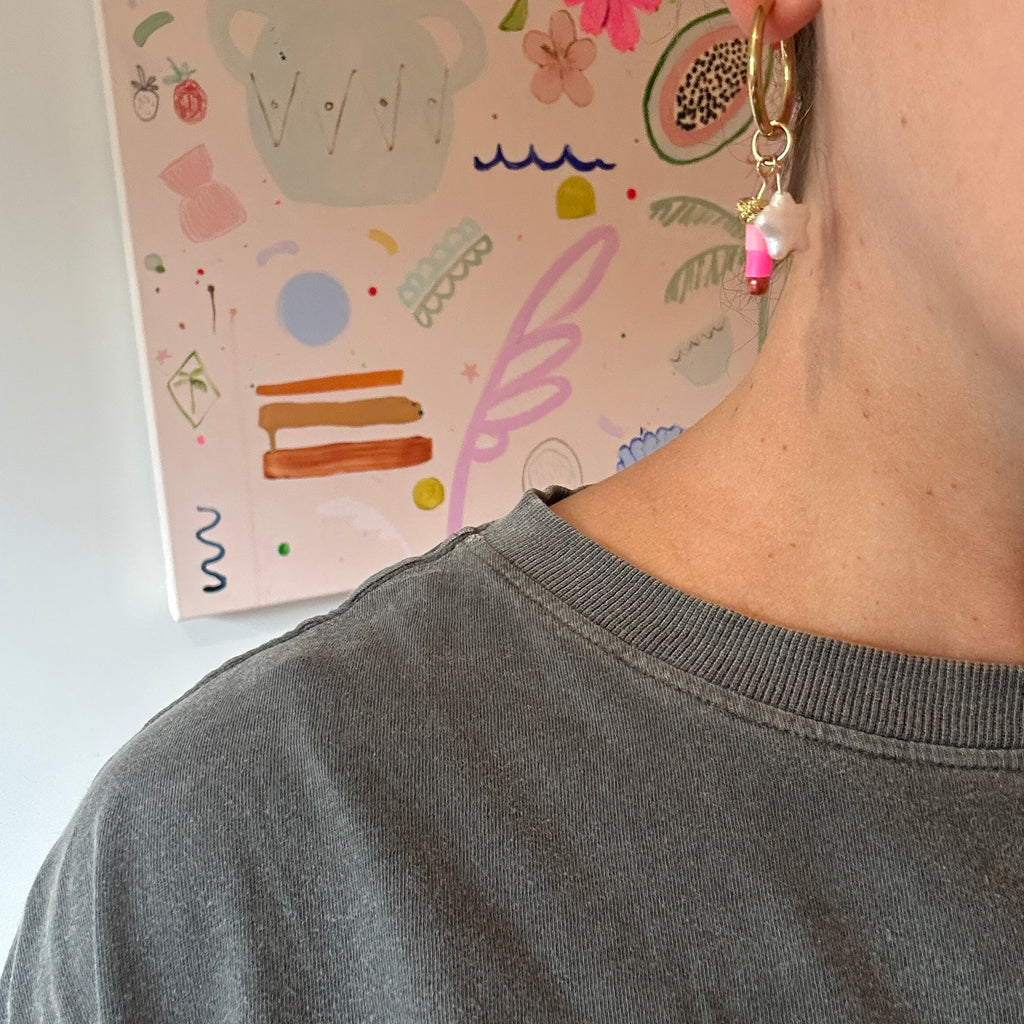 Pearl Star Hoops // pinks and pearl