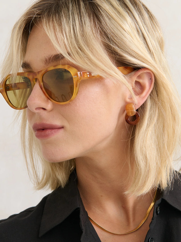 Blanc Round Frame Sunglasses in Vintage Tort
