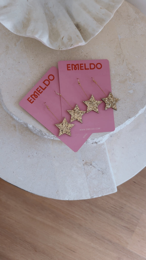 Star Earrings // Chunky Gold Glitter