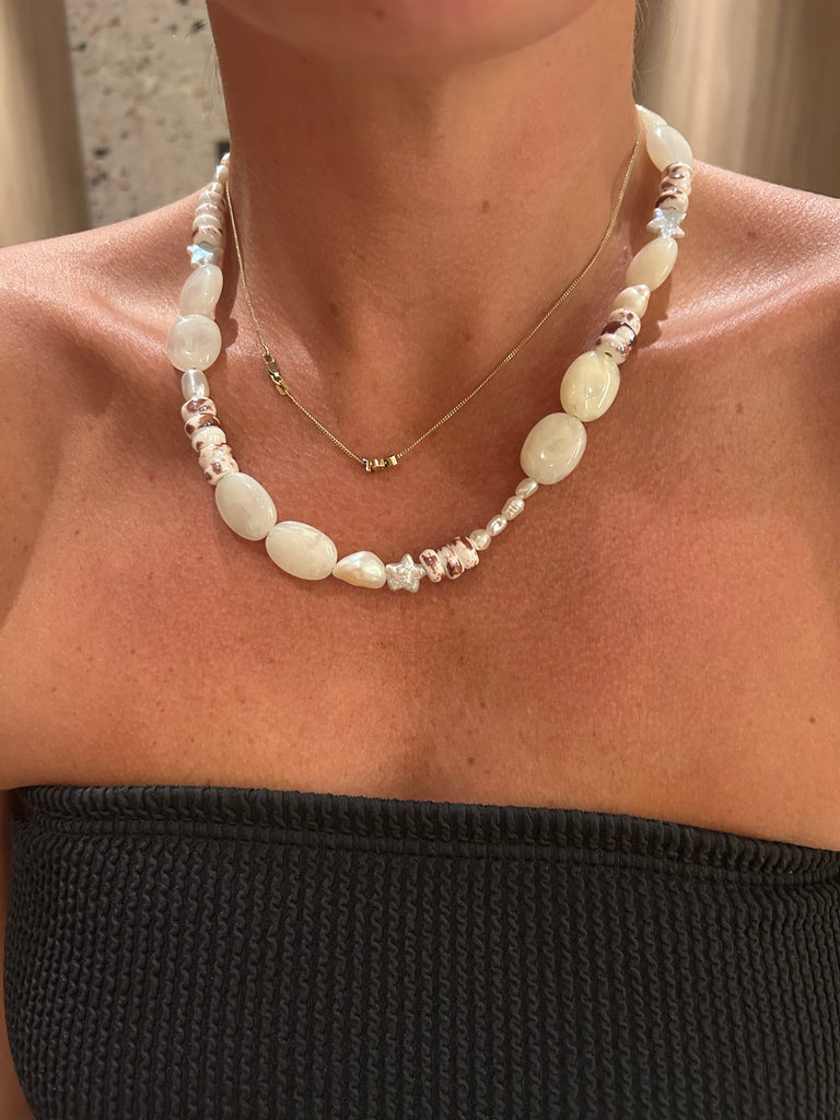 Bobba Necklace // one off cream, pearl and speckle
