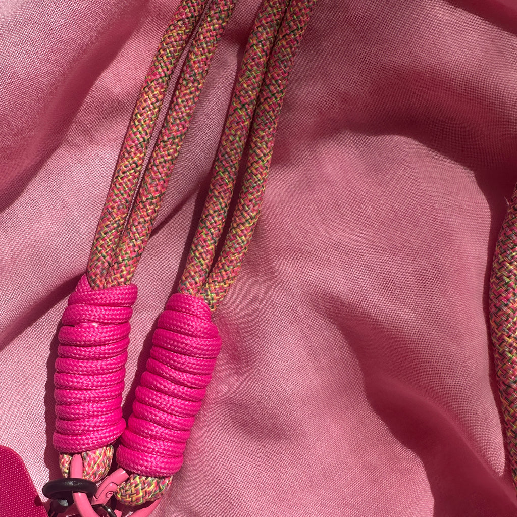 Phone Strap Rope Cross body // Pink with Rainbow Fleck