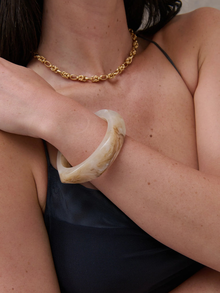 ANGULAR CUFF BANGLE IN BEIGE