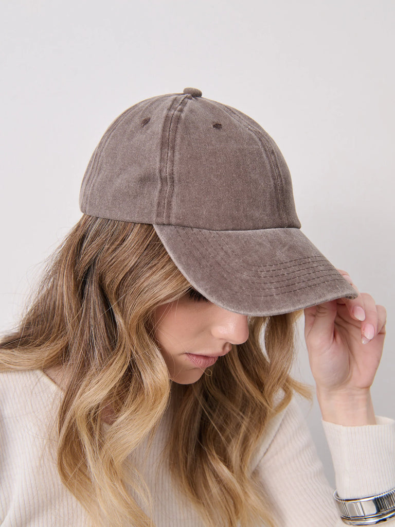 Christina Cotton Baseball Cap in Washed Brown