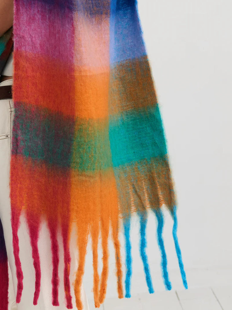 Rainbow Checkered Fluffy scarf