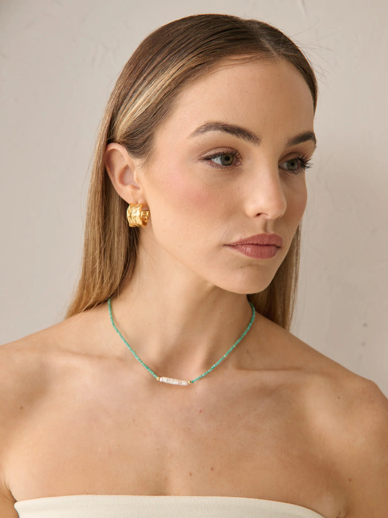 Sandara Pearl Beaded Necklace // turquoise and pearl