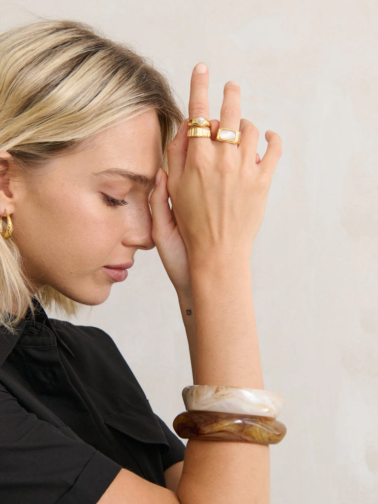 ANGULAR CUFF BANGLE IN BEIGE