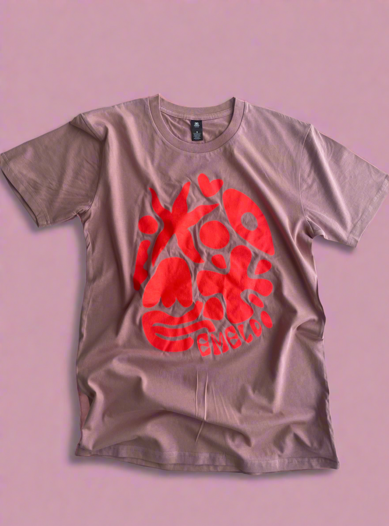 Emeldo T-Shirt // Musk with Neon Melon // pattern - size small only
