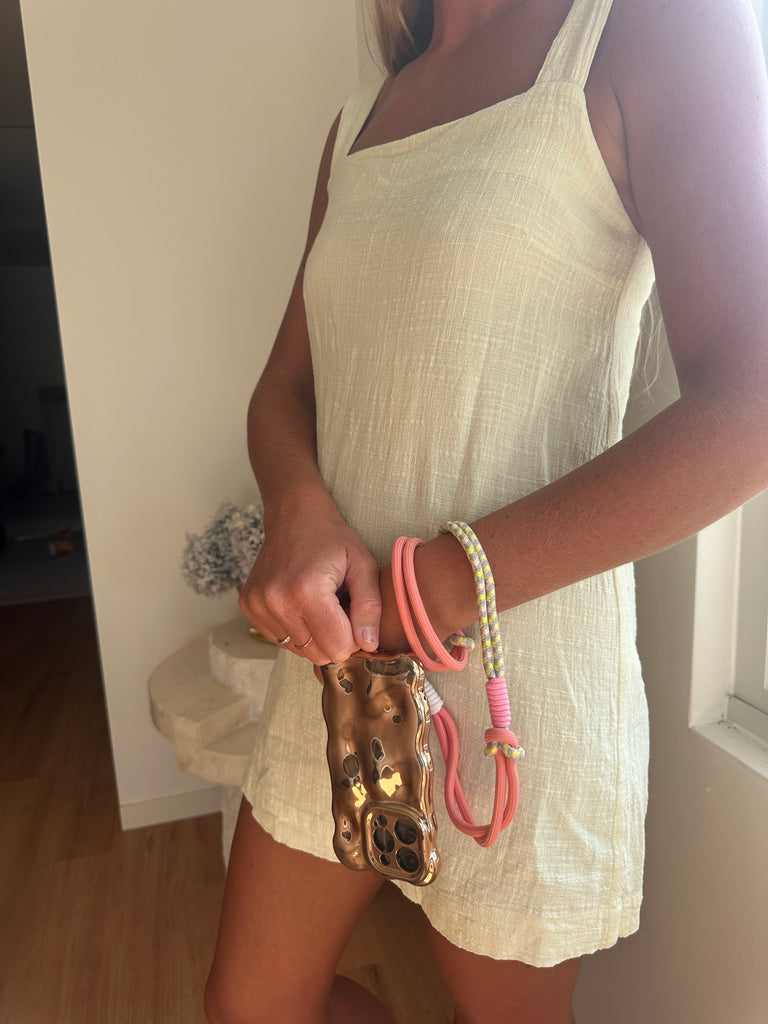 Rope Phone Strap // Salmon with neon green