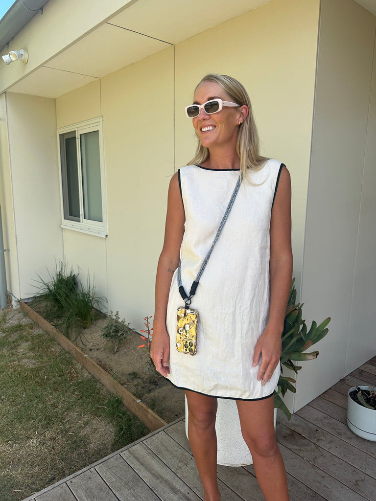 Phone Strap Rope Cross body // Black and White Fleck