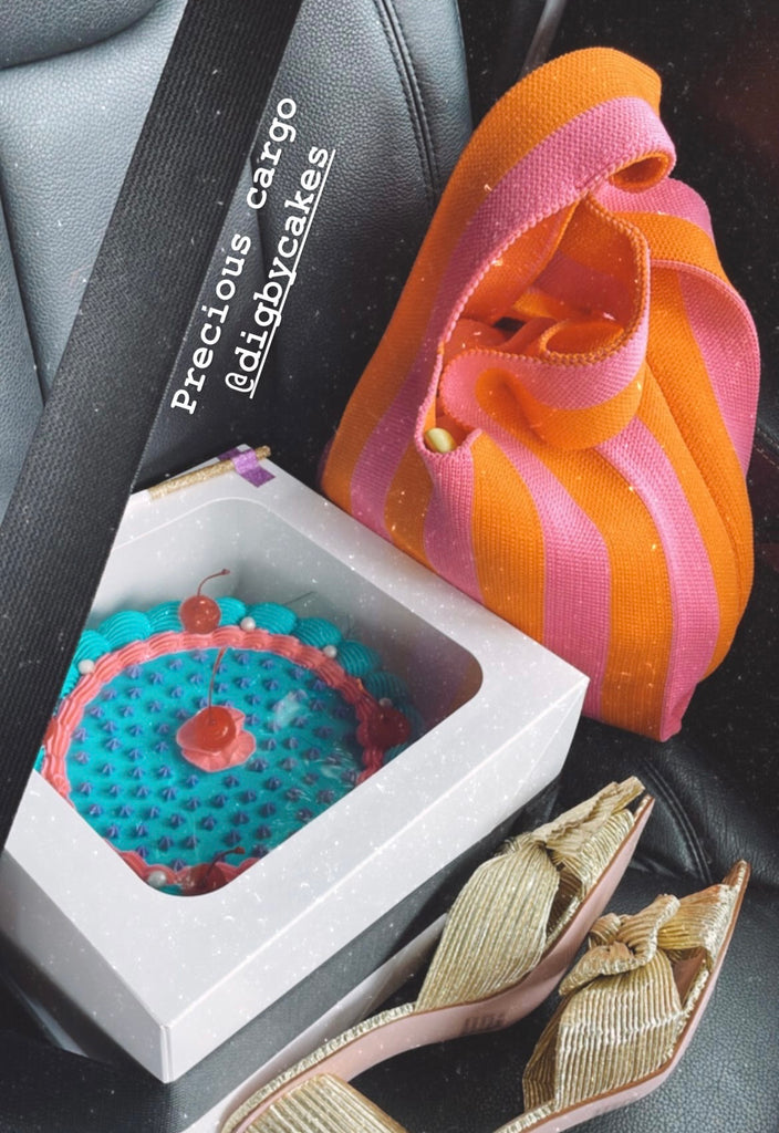 Stripe Knit Bag // Pink and Orange