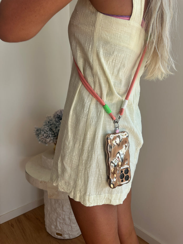 Rope Phone Strap // Salmon with neon green
