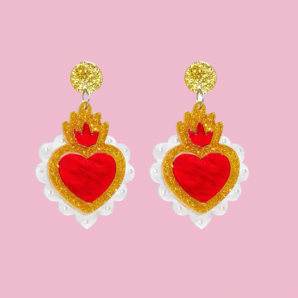 Crowned Hearts // white, red, gold