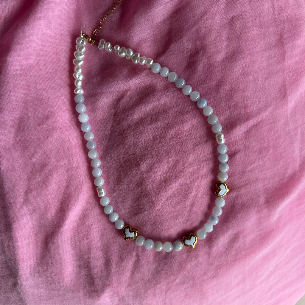 Frenchy Necklace // pale blue and white