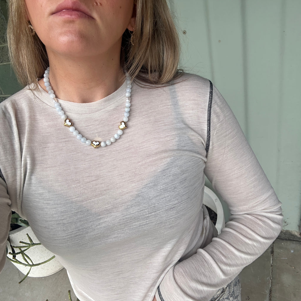 Frenchy Necklace // pale blue and white