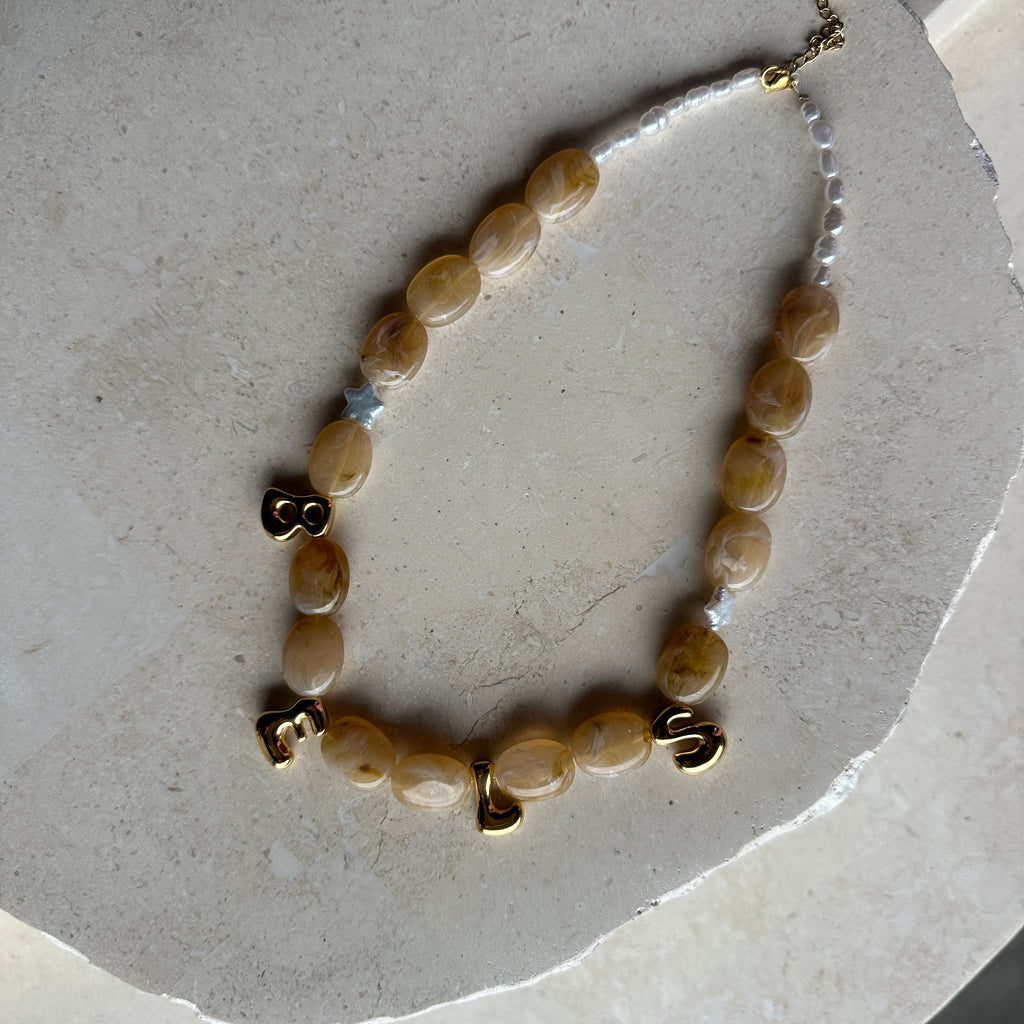 Bubble Initial Letter Necklace Sand // Select Gold or Silver *pre order*