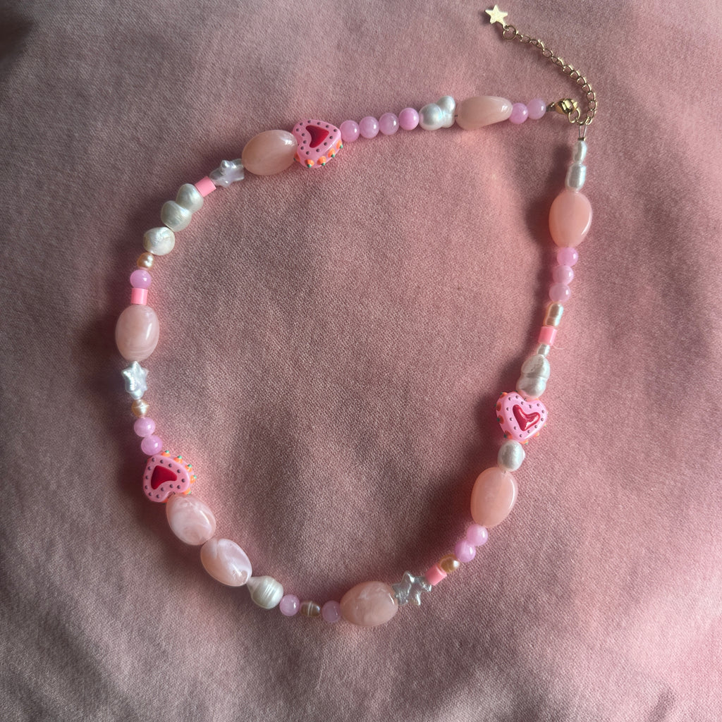 One off mixed pinks and hearts necklace