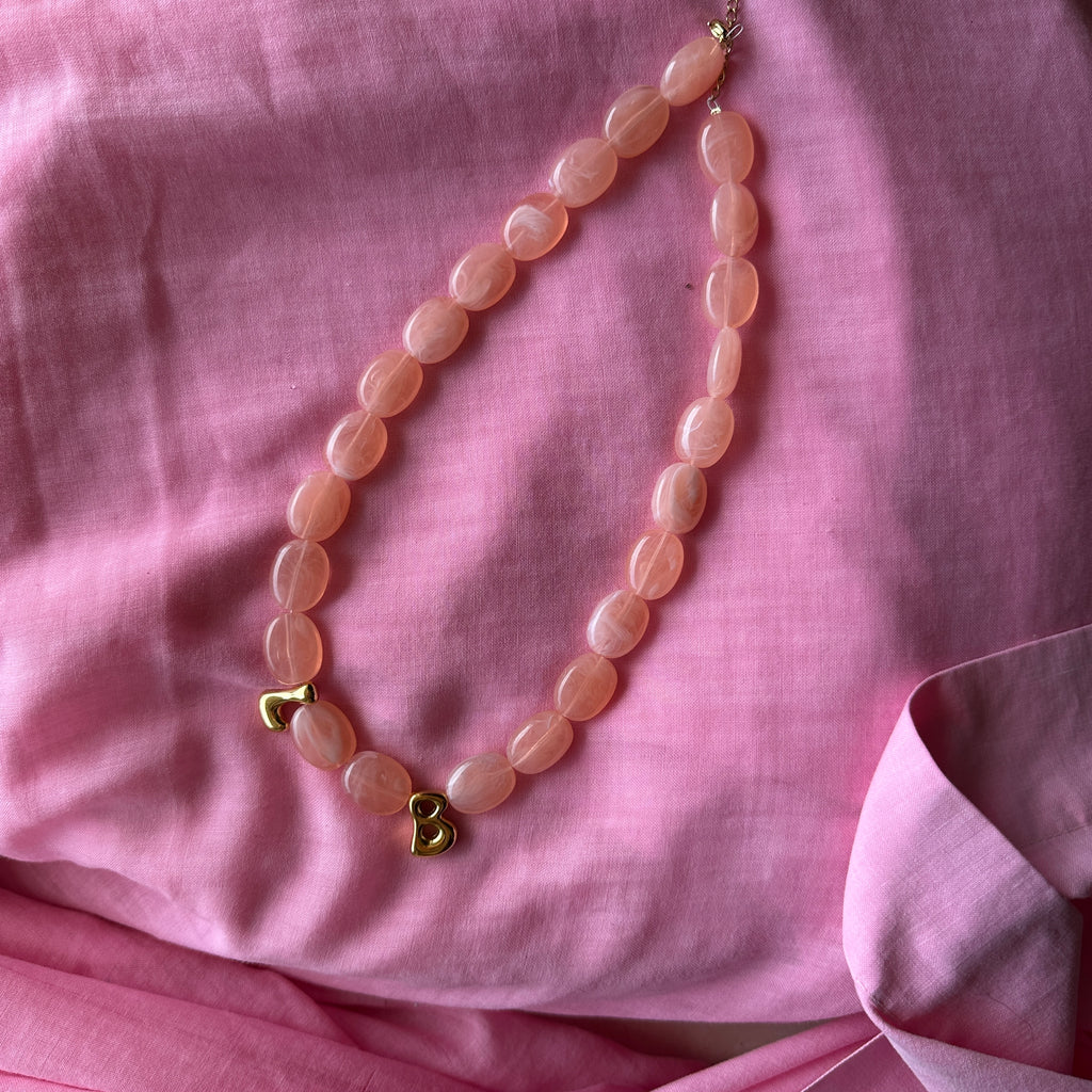 Bubble Initial Letter Necklace Peach // Select Gold or Silver *pre order*