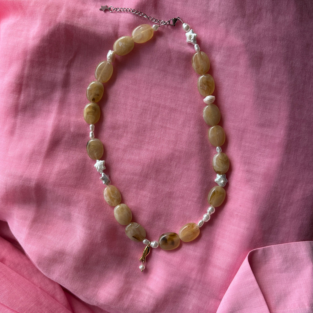 Fish Necklace // sand and pearl