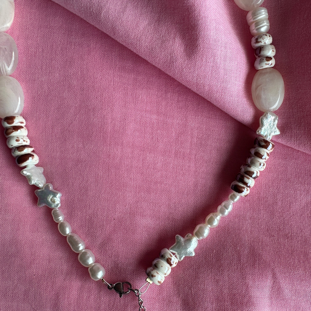 Bobba Necklace // one off cream, pearl and speckle