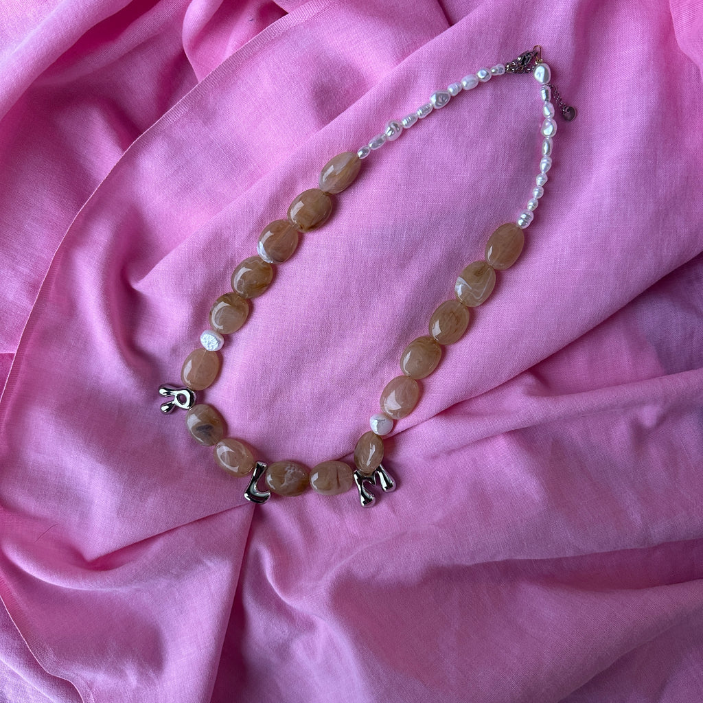 Bubble Initial Letter Necklace Sand // Select Gold or Silver *pre order*