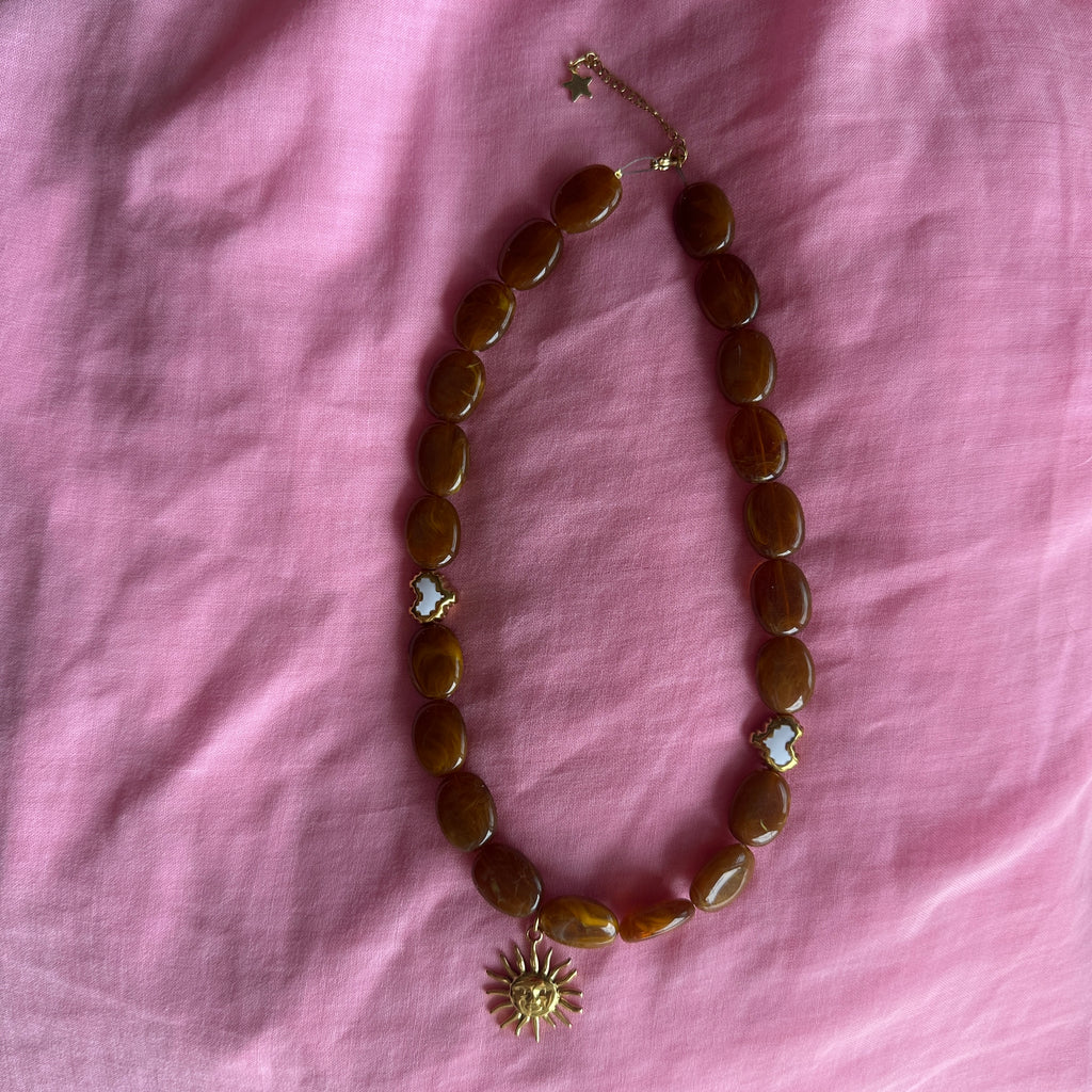 Scotch sunset necklace // brown with gold