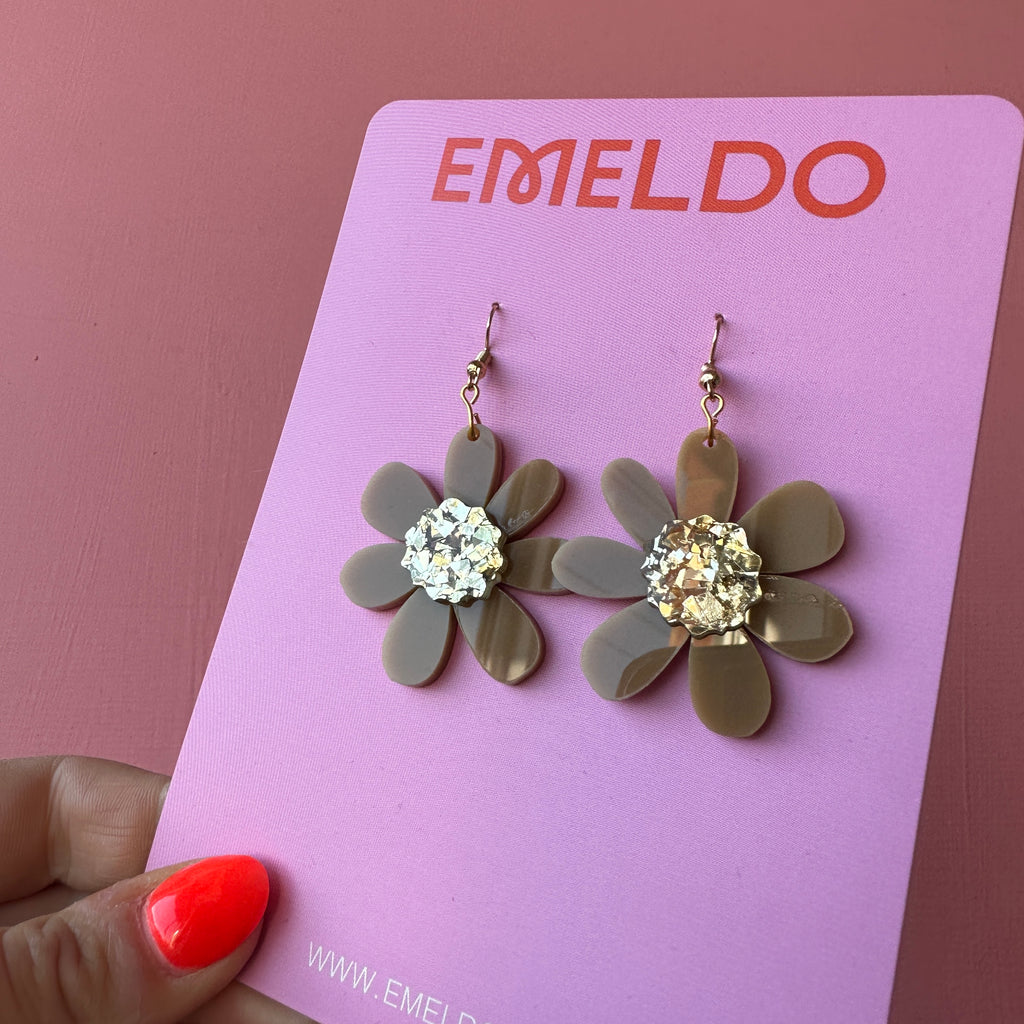 Hildie Earrings // Tan and Gold