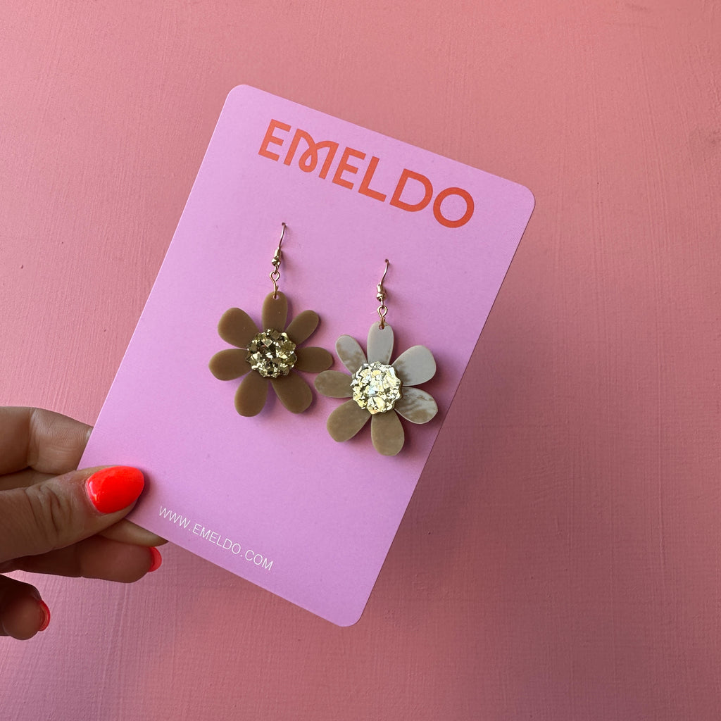 Hildie Earrings // Tan and Gold