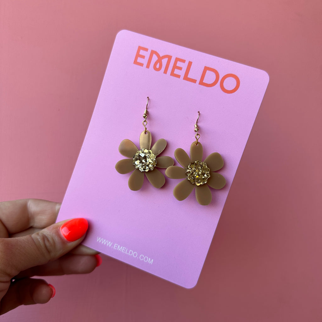 Hildie Earrings // Tan and Gold