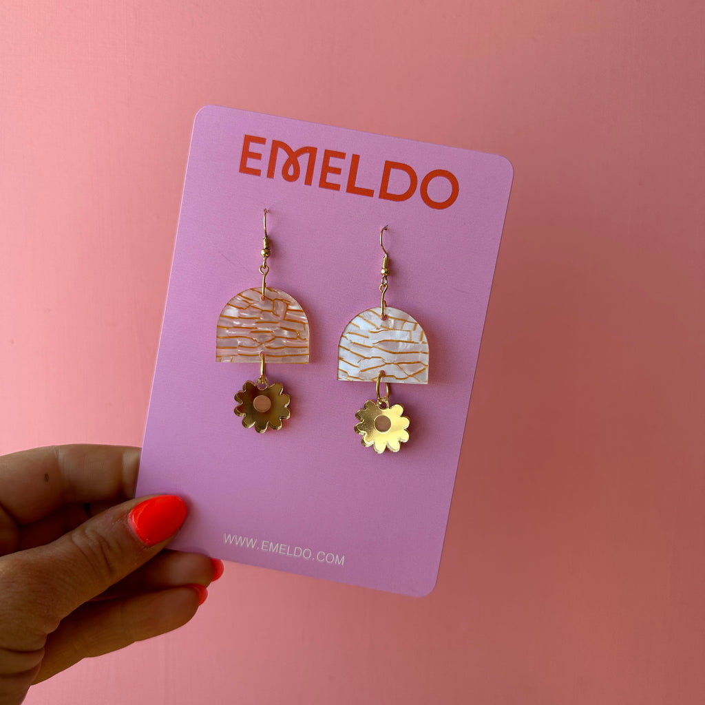 Andie Earrings // gold and cream