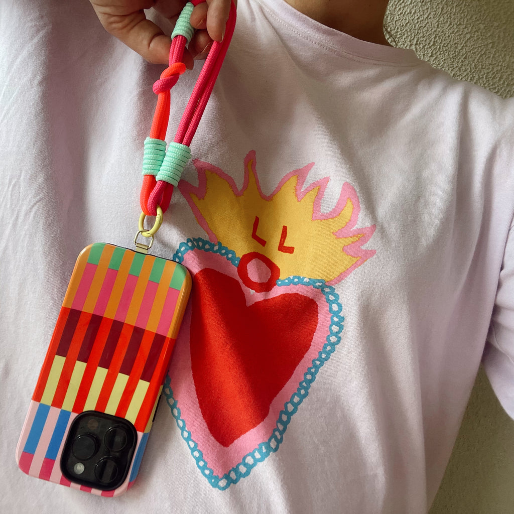Wrist Phone Strap // Pink + Neon Melon