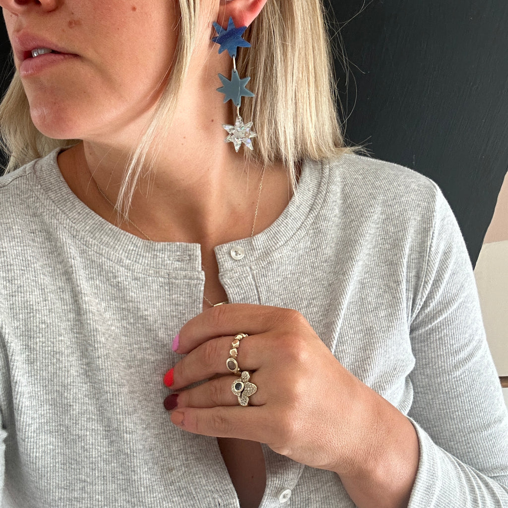 Rosie 2.0 Earrings // Blues and Silver