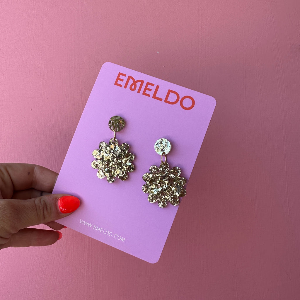 Blossom Earrings // Bright Gold Glitter is