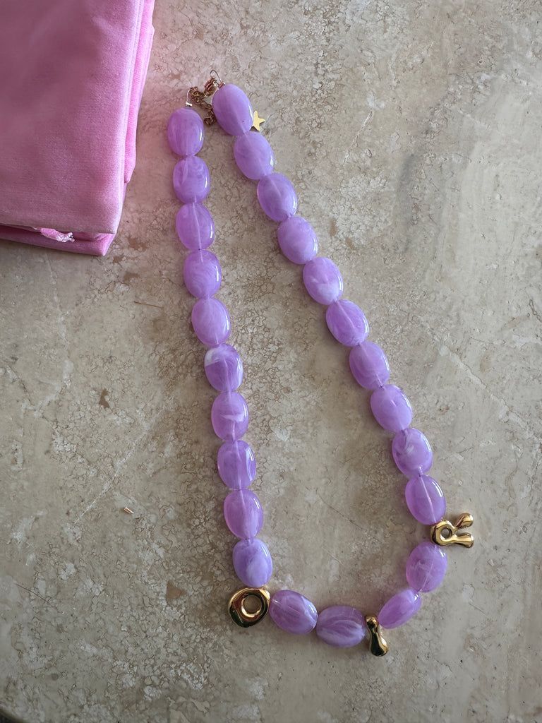 Bubble Initial Letter Necklace Lavender // Select Gold or Silver *pre order*