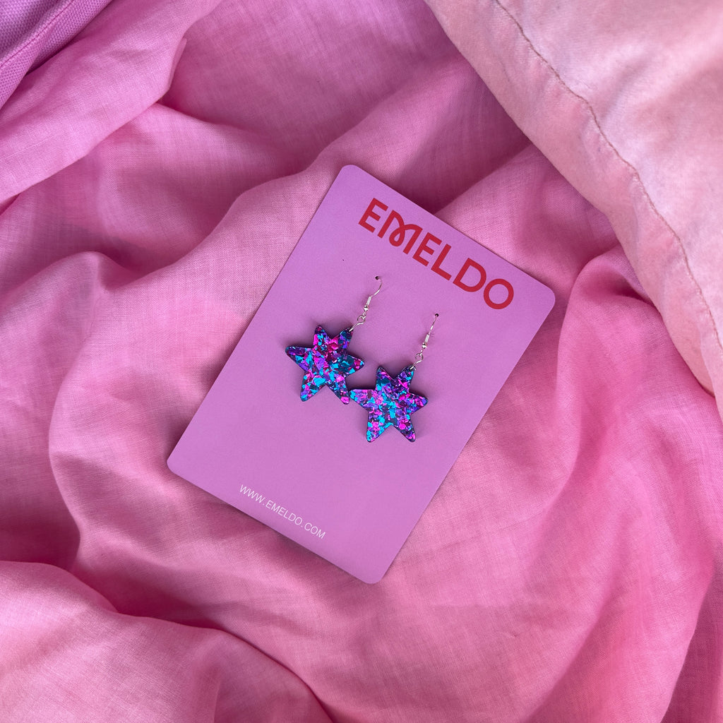 Mili Earrings // Purple and Blue Glitter