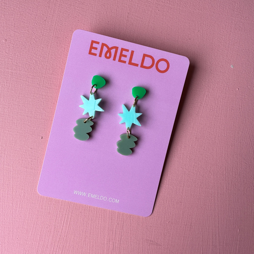 Zana Festive Earrings // Green, Turquoise and Moss