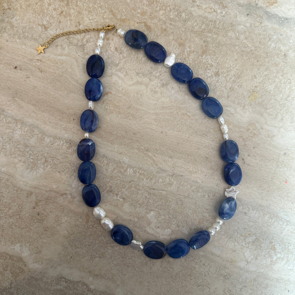 Astaria Necklace // Navy + Pearls