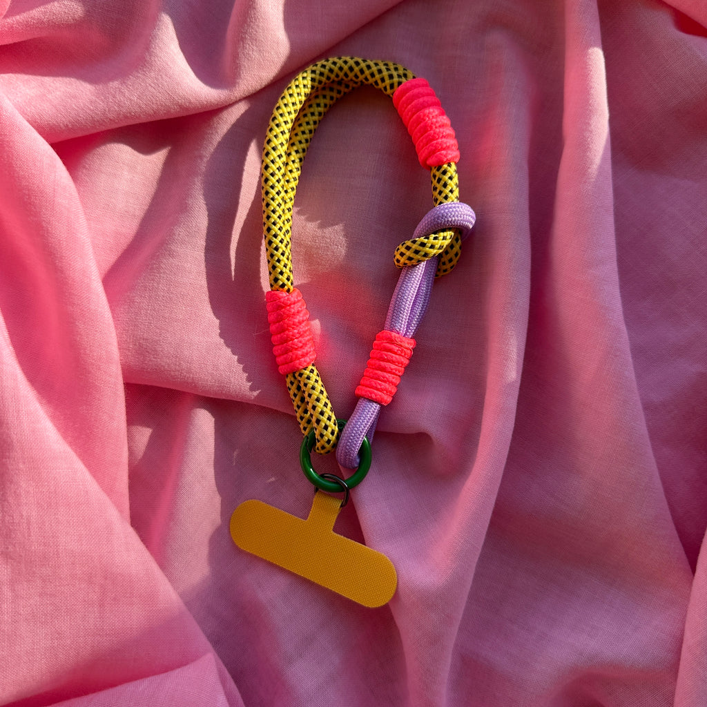 Wrist Phone Strap // yellow, purple and rope neons